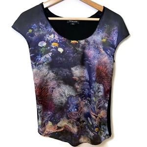 Trouve Coral Reef Printed Fish Shirt, size XS